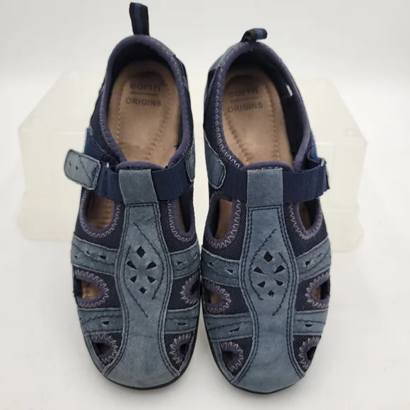 Earth Origins Navy Marine Blue Womans Suede/Leather Uppers Sandal Size 6M - Picture 1 of 9